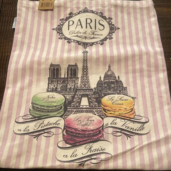 Paris Print Pink and white Tote Bag Macarons - Picture 2 of 5